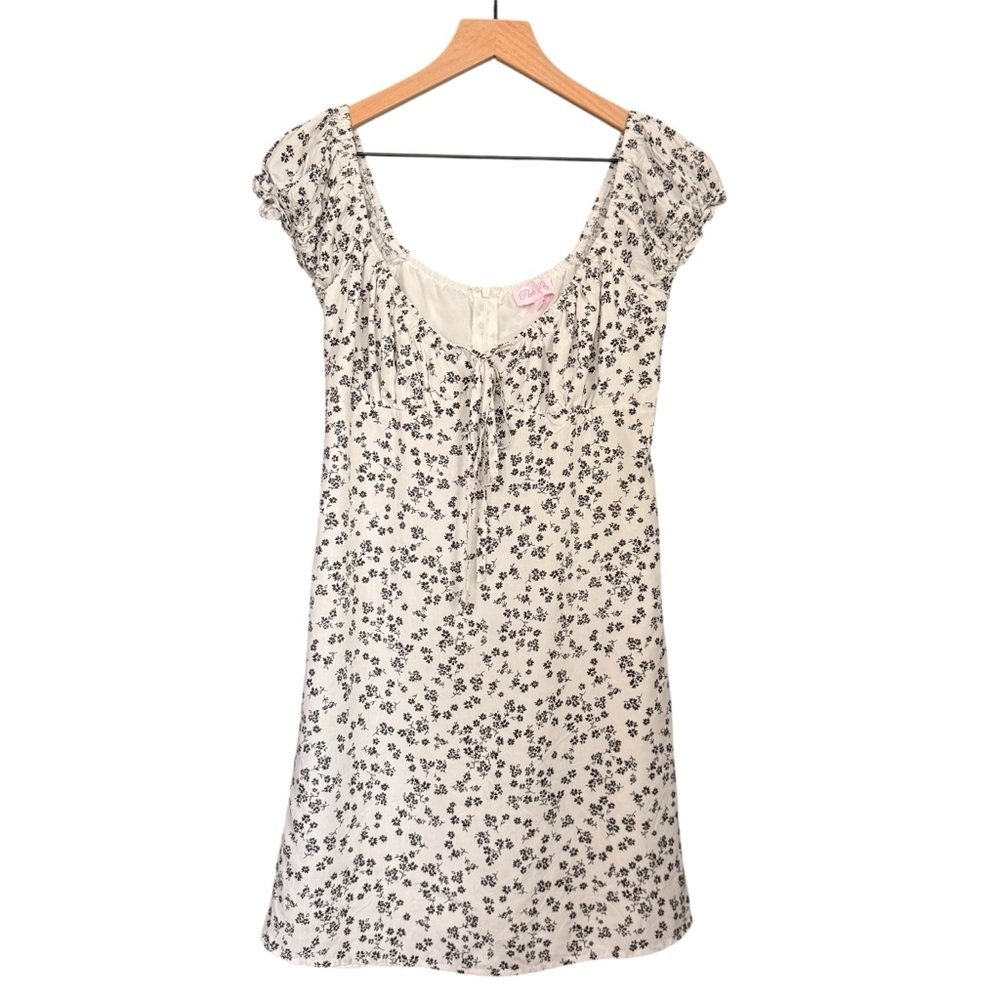Pink Lily White Dress with Black Floral NWT